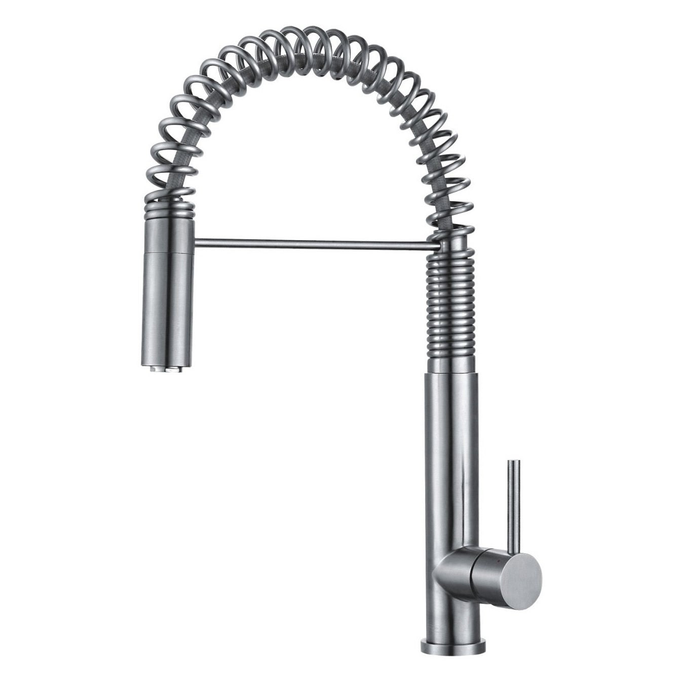 DAX Single Handle Pull Down Kitchen Faucet, Stainless Steel Shower Head and Body, Brushed Finish, Size 10-1/4 x 19-3/4 Inches (DAX-2141)