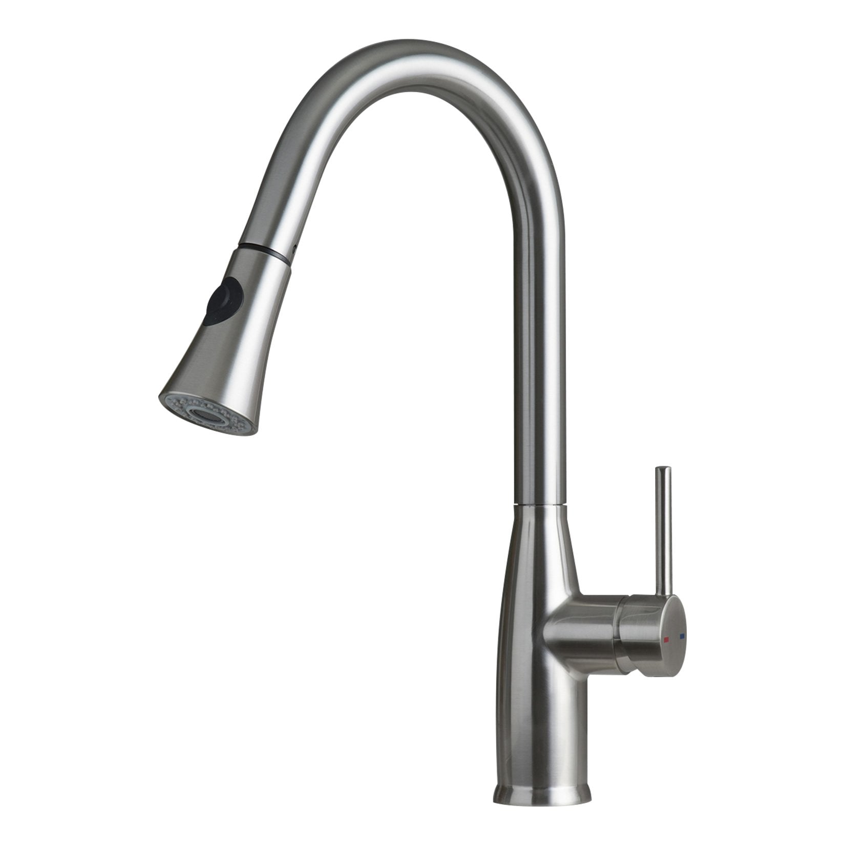 DAX Single Handle Pull Down Kitchen Faucet with Dual Sprayer, Brass Body, Brushed Nickel Finish, Size 11-7/16 x 17-1/2 Inches (DAX-8887)