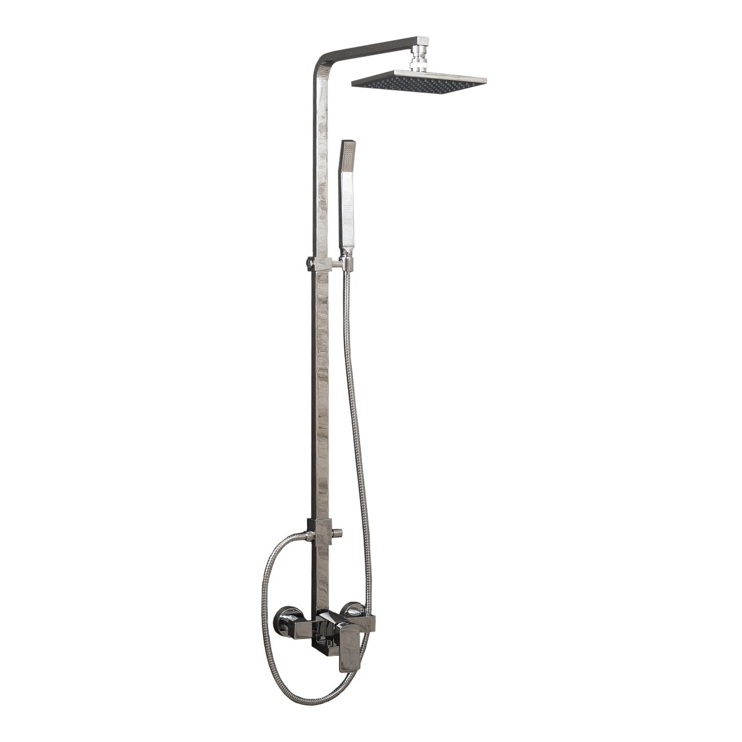 DAX Shower System, Faucet Set, with Square Rain Shower Head and Glide Rail Hand Shower, Wall Mount, Brass Body, Chrome Finish (DAX-8409)