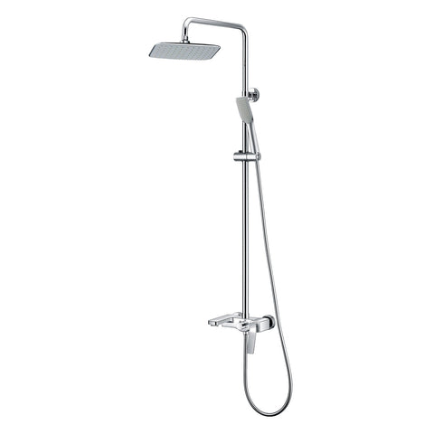 DAX Shower System, Faucet Set, with Square Rain Shower Head, Tub Trim and Glide Rail Hand Shower, Wall Mount, Brass Body, Chrome Finish (DAX-8895)