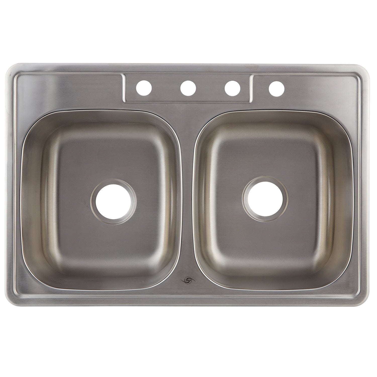 DAX 50/50 Double Bowl Top Mount Kitchen Sink, 18 Gauge Stainless Steel, Brushed Finish , 33 x 22 x 9 Inches (KA-OM3322)