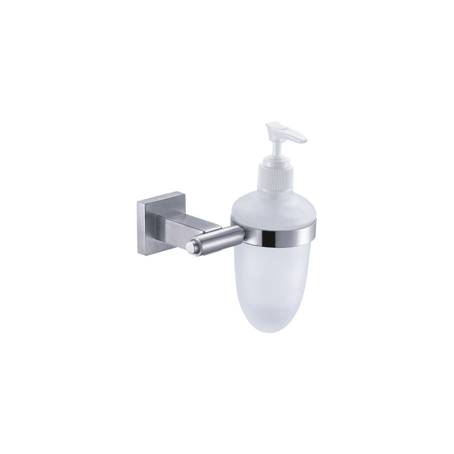 DAX Stainless Steel Soap Dispenser with Glass Bottle, Wall Mount, Polish Finish, 6-1/2 x 4-1/2 x 3-3/4 Inches (DAX-G0113-P)