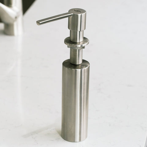 DAX Round Kitchen Sink Soap Dispenser, Deck Mount, Stainless Steel, Satin Finish, 2 x 6 x 3-1/4 Inches (DAX-009-01)