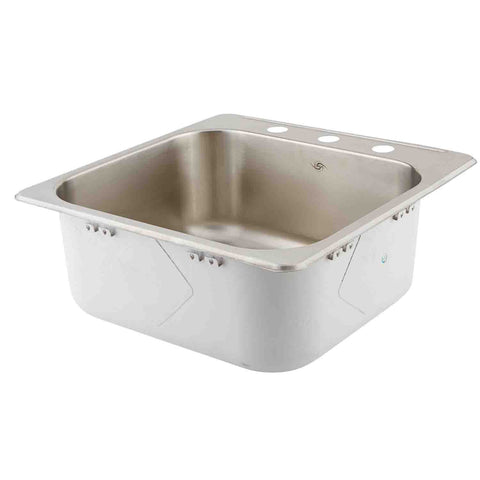 DAX  Single Bowl Top Mount Kitchen Sink, 20 Gauge Stainless Steel, Brushed Finish , 20 x 20-1/2 x 7 Inches (DAX-OM-2020)