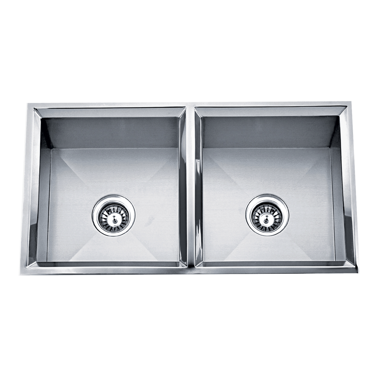 DAX Handmade 50/50 Double Bowl Undermount Kitchen Sink, 16 Gauge Stainless Steel, Brushed Finish, 33 x 9-1/2 x 18 Inches (DAX-SQ-3318C)