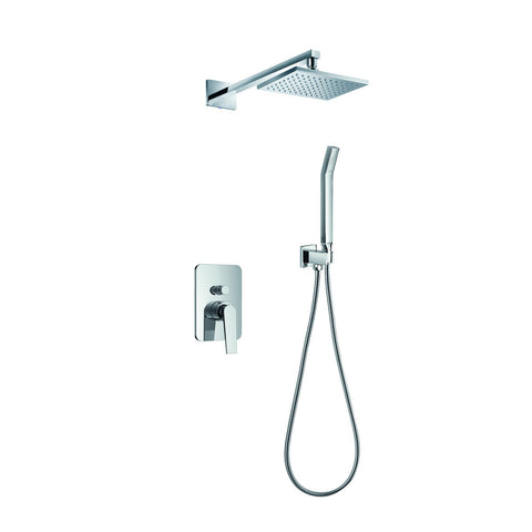 DAX Shower System, Faucet Set, with Square Rain Shower Head and Hand Shower, Wall Mount, Brass Body, Chrome Finish (DAX-8338A)