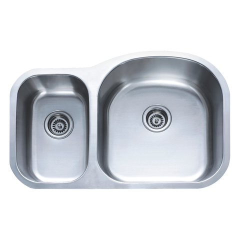 DAX 30/70 Double Bowl Undermount Kitchen Sink, 18 Gauge Stainless Steel, Brushed Finish , 31-1/2 x 9 x 20-1/2 Inches (DAX-3121R)