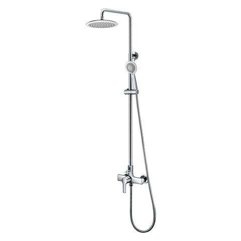 DAX Shower System, Faucet Set, with Round Rain Shower Head and Glide Rail Hand Shower, Wall Mount, Brass Body, Brushed Nickel Finish (DAX-8897-BN)