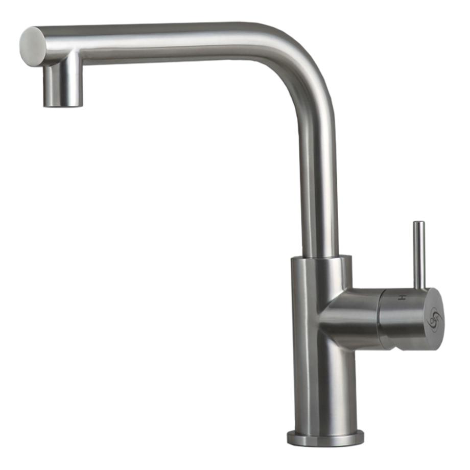 DAX Modern Single Handle Kitchen Faucet, Stainless Steel Body, Brushed Finish, Size 8-11/16 x 11-1/8 Inches (DAX-008-04)