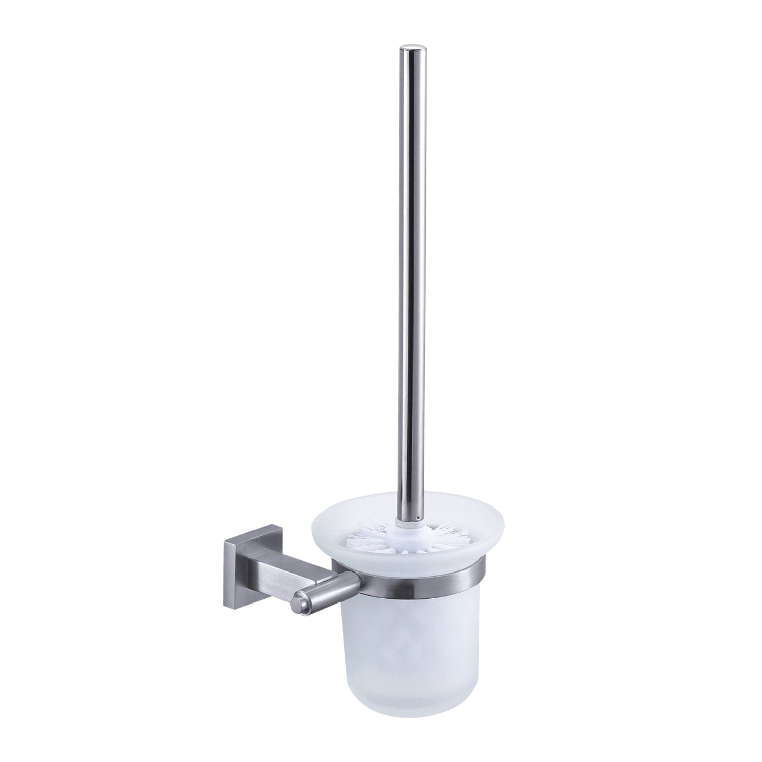 DAX- Toilet Brush with Glass Cup, Wall Mount, Stainless Steel, Polish Finish, 15-3/8 x 6 x 4-3/4 Inches (DAX-G0111-P)