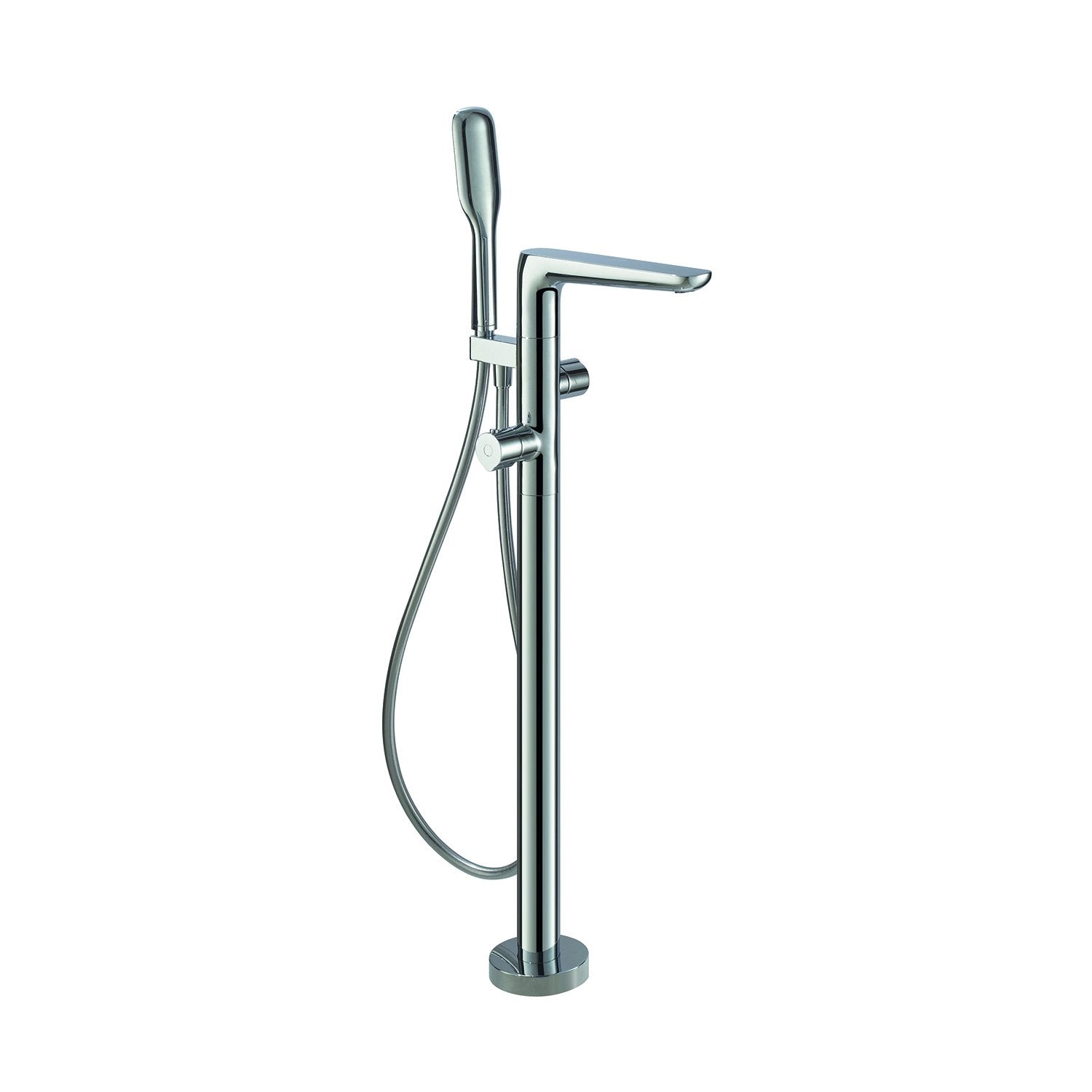 DAX Freestanding Hot Tub Filler with Hand Shower and Square Spout, Brass Body, Chrome Finish, 8-11/16 x 34 13/16 Inches (DAX-8153)