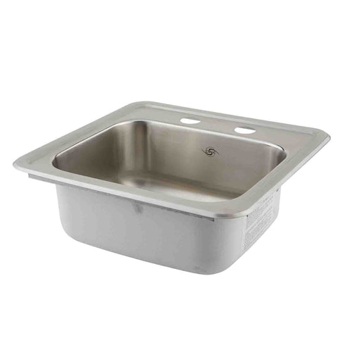 DAX  Single Bowl Top Mount Kitchen Sink, 24 Gauge Stainless Steel, Brushed Finish , 15 x 15x 5-1/2 Inches (DAX-OM-1515)