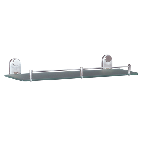 DAX Bathroom Tempered Glass Shelf, Wall Mount Stainless Steel, Polish Finish, 19-11/16 x 2-3/4 x 5-11/16 Inches (DAX-G0212-P)