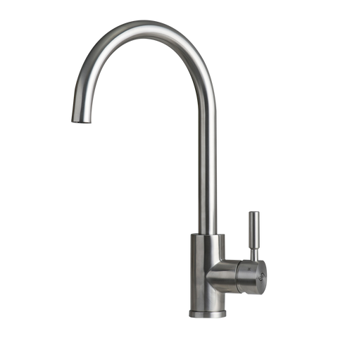 DAX Modern Single Handle Kitchen Faucet, Stainless Steel Body, Brushed Finish, Size 8-7/16 x 15-1/2 Inches (DAX-C33S)