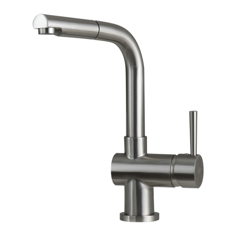 DAX Single Handle Pull Out Kitchen Faucet, Brass Body and Shower Head, Brushed Nickel Finish, Size 8 x 12-1/2 Inches (DAX-413)