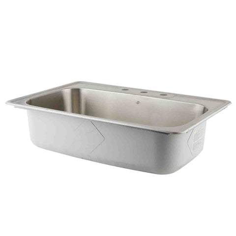 DAX  Single Bowl Top Mount Kitchen Sink, 18 Gauge Stainless Steel, Brushed Finish , 33 x 22 x 8-5/8 Inches (DAX-OM-3323)