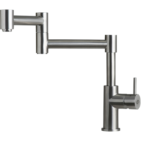 DAX Modern Sink Kitchen Faucet, Single Lever, Stainless Steel Body, Brushed Finish, Size 7-1/2 x 12-3/4 Inches (DAX-006-01)