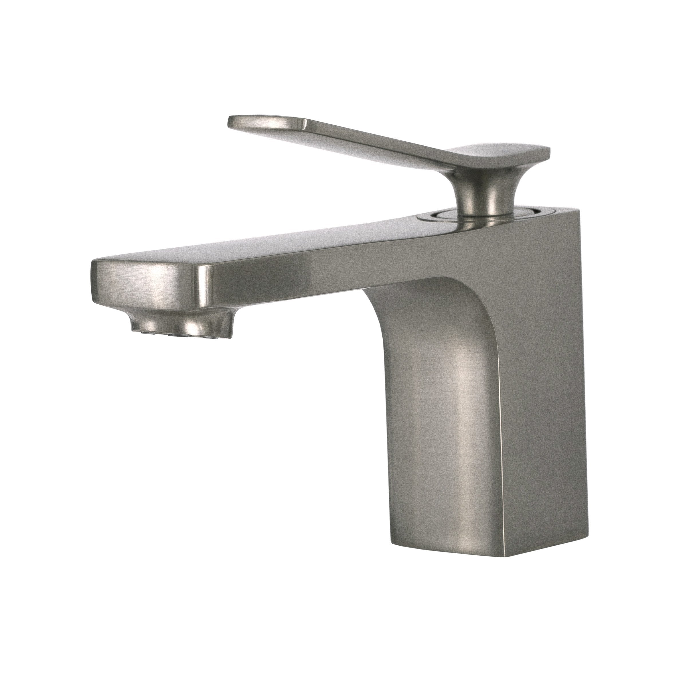 DAX Single Handle Bathroom Faucet, Brass Body, Brushed Finish, 5-7/16 x 5-9/16 Inches (DAX-1095-BN)