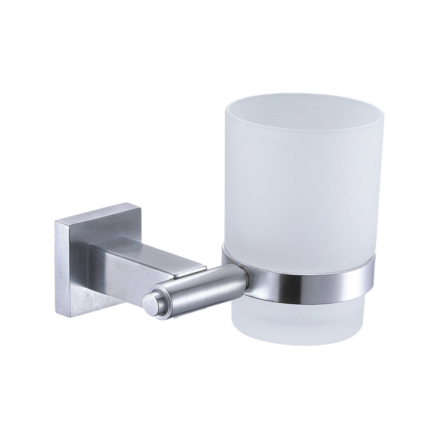 DAX Bathroom Single Tumbler Toothbrush Holder, Wall Mount Stainless Steel with Glass Cup, Polish Finish, 3-3/4 x 3-3/4 x 4-1/2 Inches (DAX-G0106-P)