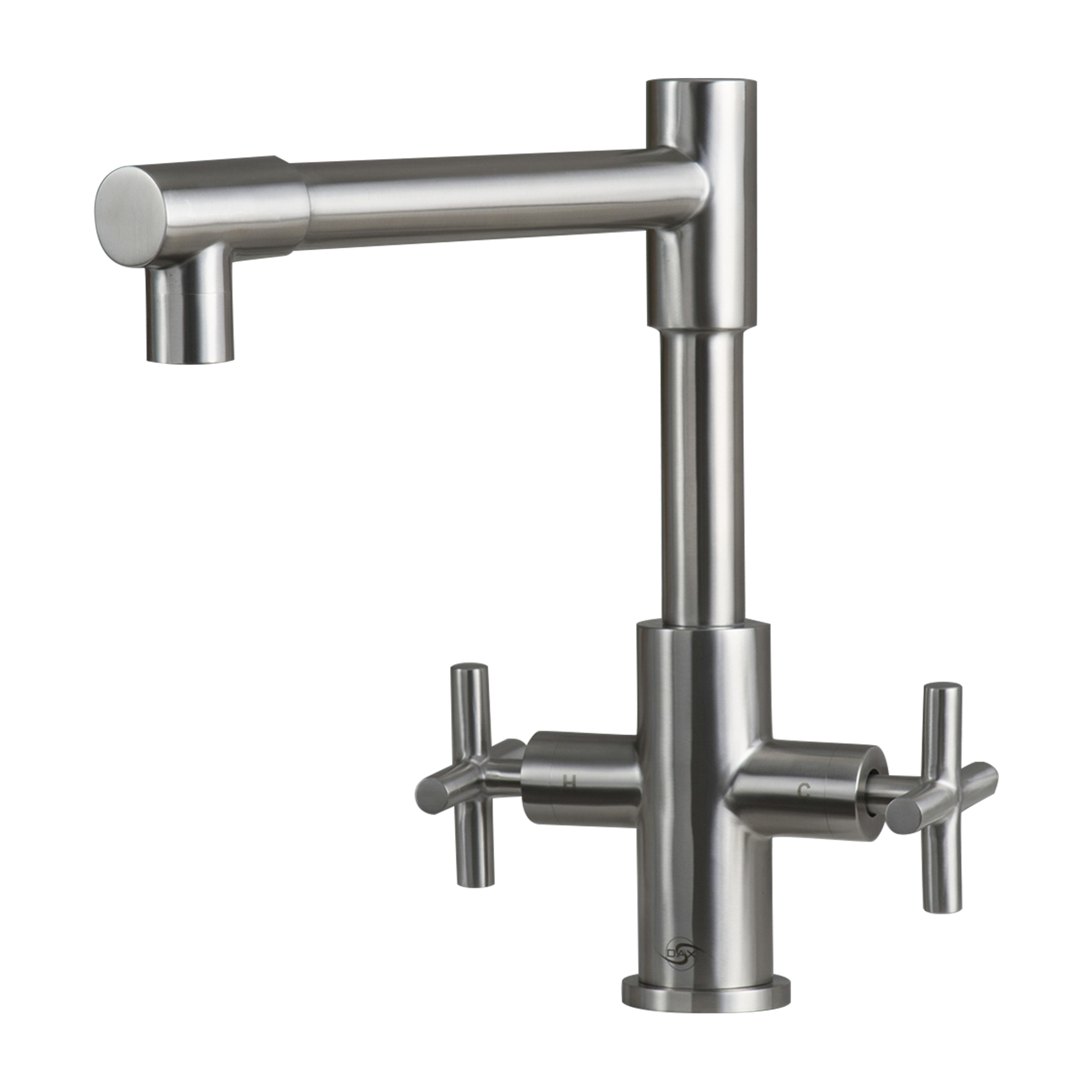 DAX Double Handle Kitchen Faucet, Stainless Steel Body, Brushed Finish, Size 9-5/16 x 11-3/16 Inches (DAX-009-03)