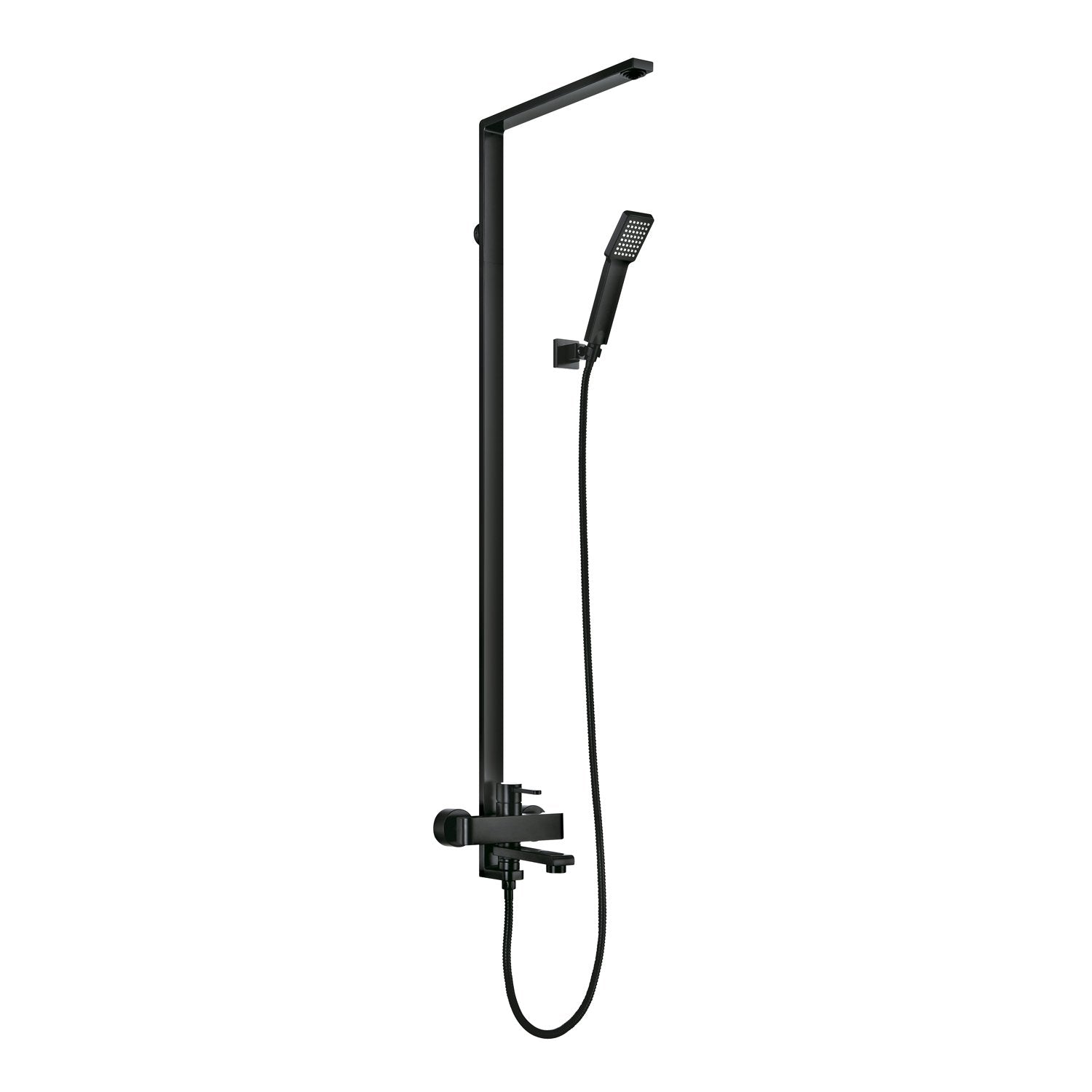 DAX Shower System, Faucet Set, with Shower Tub Trim and Hand Shower, Wall Mount, Brass Body, Black Finish (DAX-8166C-PB)