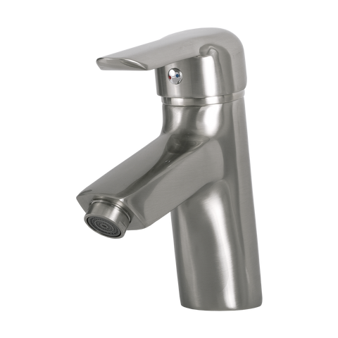 DAX Single Handle Bathroom Faucet, Brass Body, Brushed Finish, 5-3/16 x 6-1/8 Inches (DAX-9201-BN)