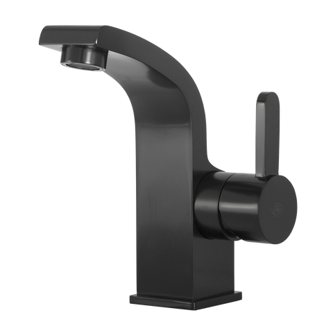 DAX Single Handle Bathroom Faucet, Brass Body, Matte Black Finish, 3-15/16 x 5-15/16 Inches (DAX-8260-PB)