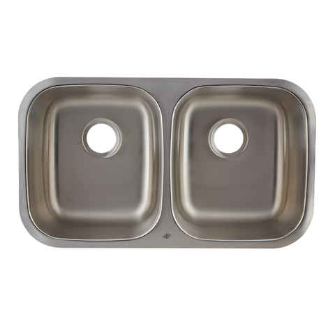 DAX 50/50 Double Bowl Undermount Kitchen Sink, 18 Gauge Stainless Steel, Brushed Finish , 32-1/4 x 9 x 18-1/2 Inches (DAX-3118)