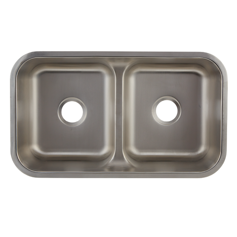 DAX 50/50 Double Bowl Undermount Kitchen Sink, 18 Gauge Stainless Steel, Brushed Finish , 32-1/4 x 9 x 18-7/8 Inches (DAX-3218)