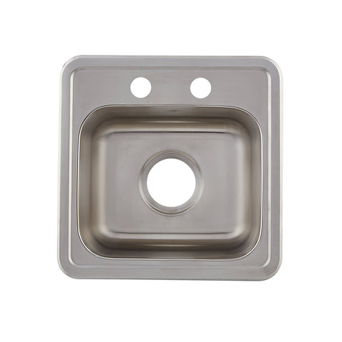 DAX  Single Bowl Top Mount Kitchen Sink, 24 Gauge Stainless Steel, Brushed Finish , 15 x 15x 5-1/2 Inches (DAX-OM-1515)