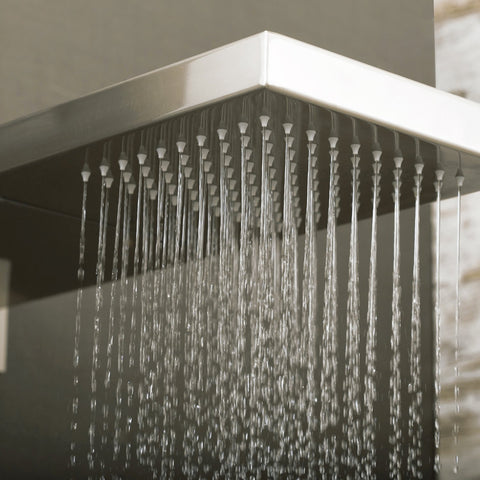 DAX Square Rain Waterfall Shower Head, Ultra Thin, Wall Mount, Brass Body, Brushed Nickel Finish (D-115422W-BN)