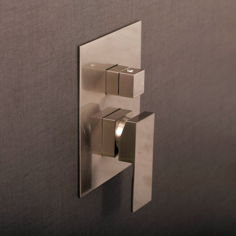 DAX Square Shower Single Valve Trim, Brass Body, Brushed Nickel Finish, 6-5/16 x 7-1/2 x 3-7/8 Inches (DAX-0693-BN)