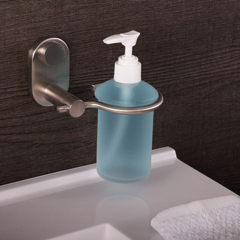 DAX Stainless Steel Soap Dispenser with Glass Bottle, Wall Mount, Polish Finish, 6-1/2 x 4-1/8 x 4-15/16 Inches (DAX-G0213-P)