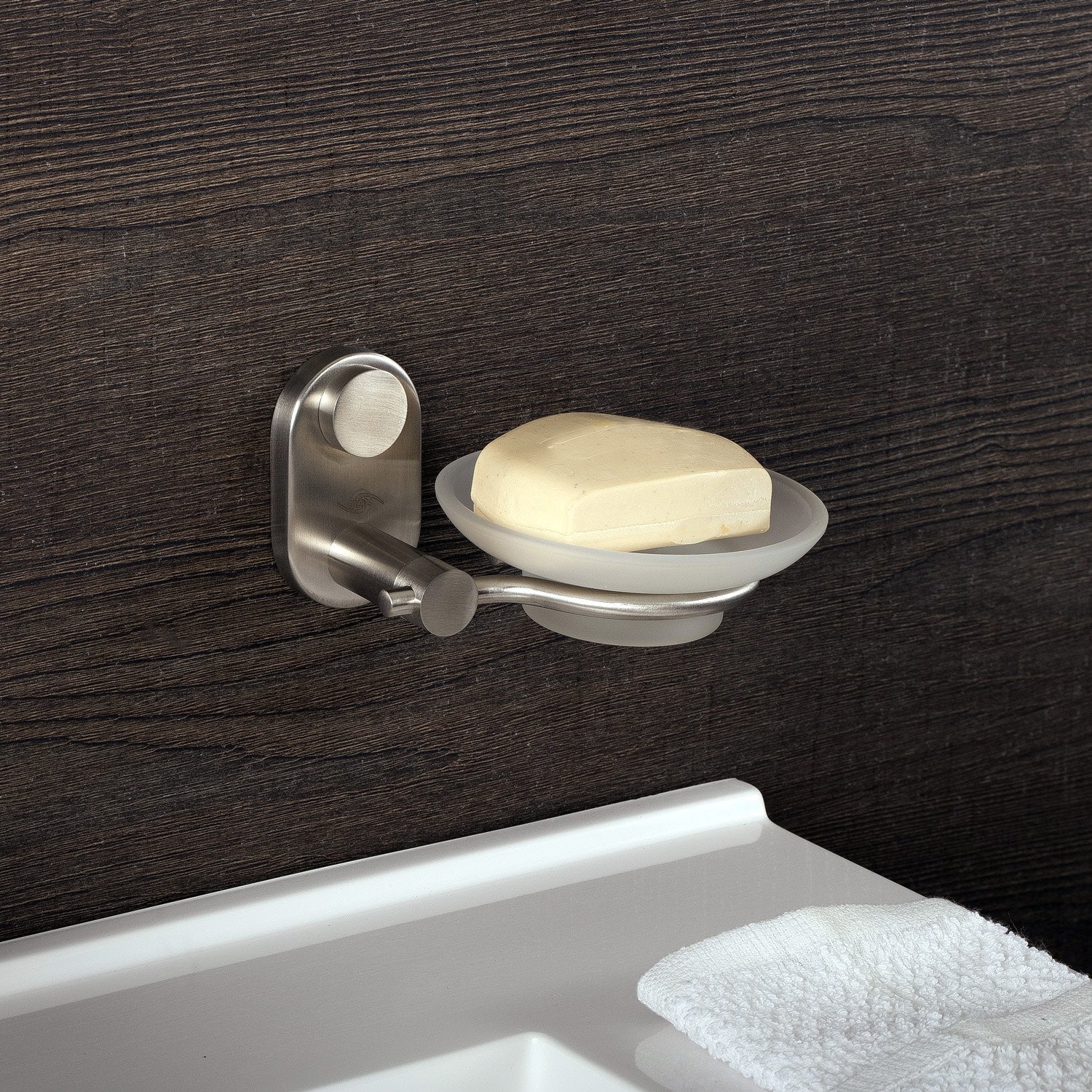 DAX Stainless Steel Soap Dish, Wall Mount with Glass Tray, Polish Finish, 2-13/16 x 5-1/2 x 4-1/2 Inches (DAX-G0205-P)