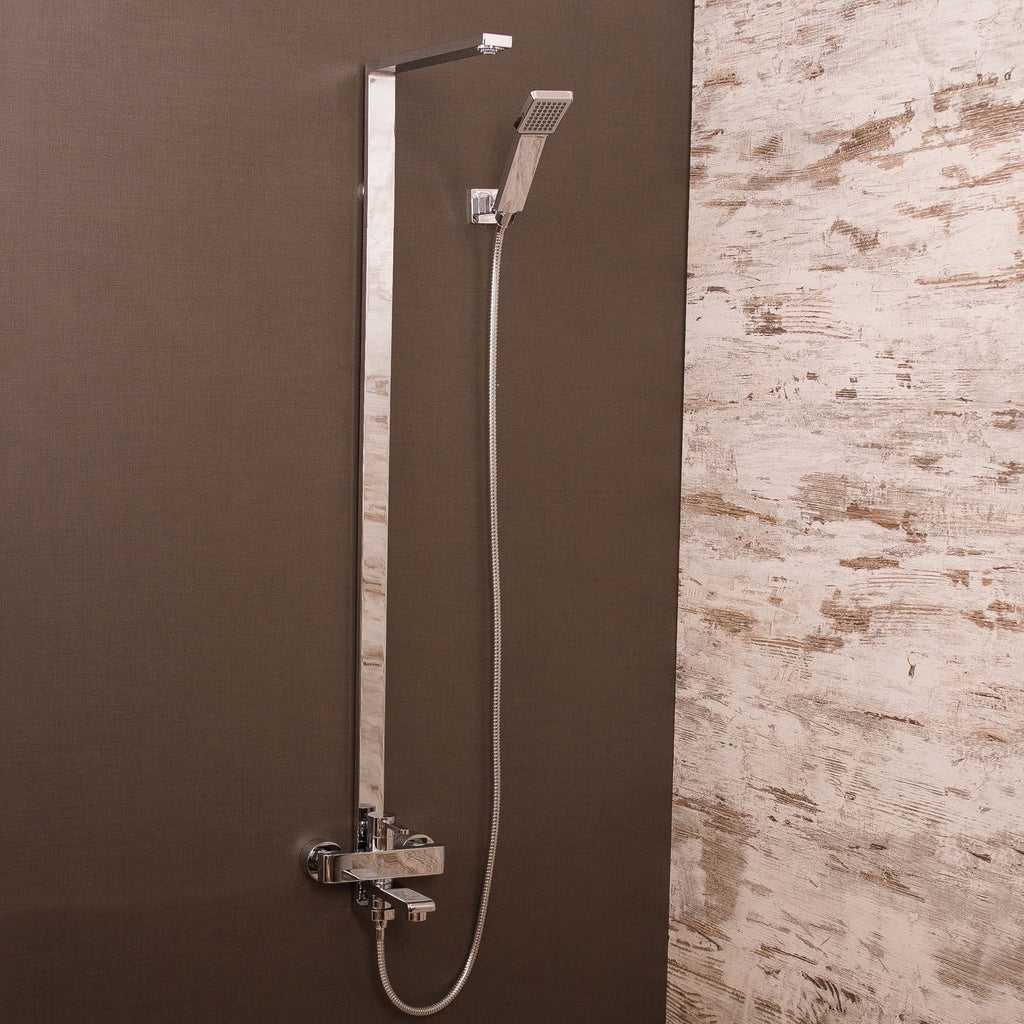 DAX Shower System, Faucet Set, with Shower Tub Trim and Hand Shower, Wall Mount, Brass Body, Chrome Finish (DAX-8166C-CR)