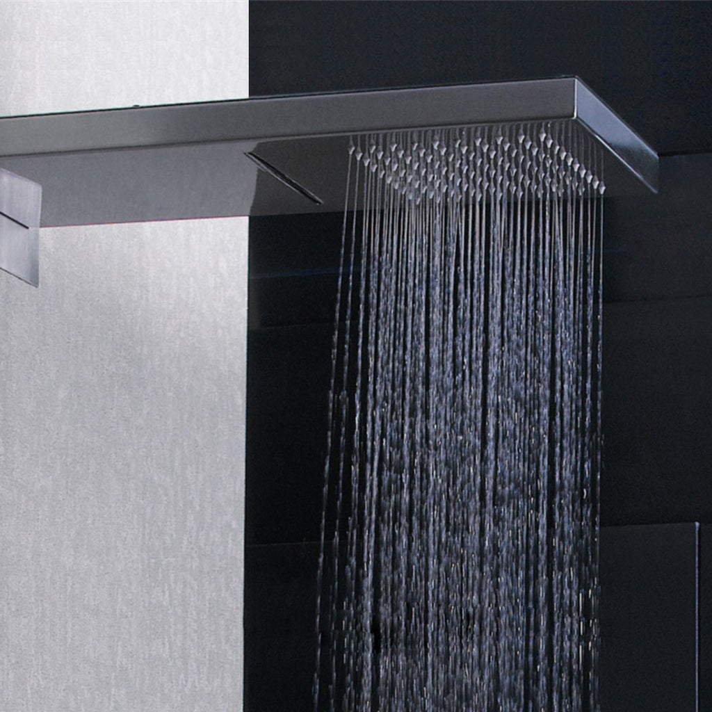 DAX Shower System, Faucet Set, with Square Rain Waterfall Shower Head and Hand Shower, Wall Mount, Brass Body, Chrome Finish (DAX-A402)