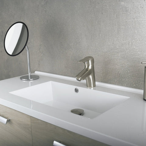 DAX Single Handle Bathroom Faucet, Brass Body, Brushed Finish, 5-3/16 x 6-1/8 Inches (DAX-9201-BN)