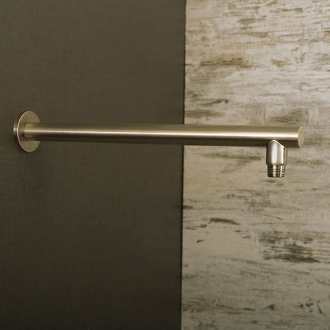 DAX Round Shower Arm, Spout, Brass Body, Wall Mount, Brushed Nickel Finish, 15 Inches (D-F04-15-BN)