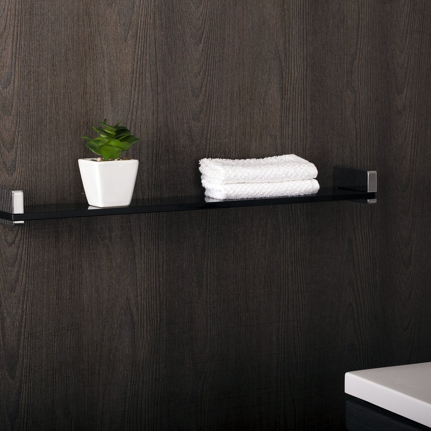 COSMIC Extreme Bathroom Shelf, Wall Mount, Dark Glass with Chrome Finish, 23-5/8 x 2-1/16 x 3-15/16 Inches (2530145)