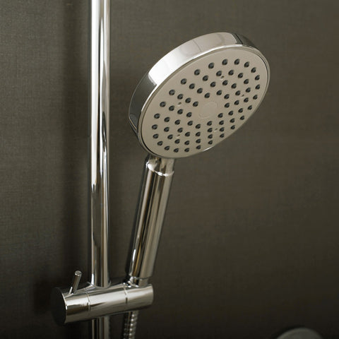 DAX Shower System, Faucet Set, with Round Rain Shower Head and Glide Rail Hand Shower, Wall Mount, Brass Body, Chrome Finish (DAX-8312)