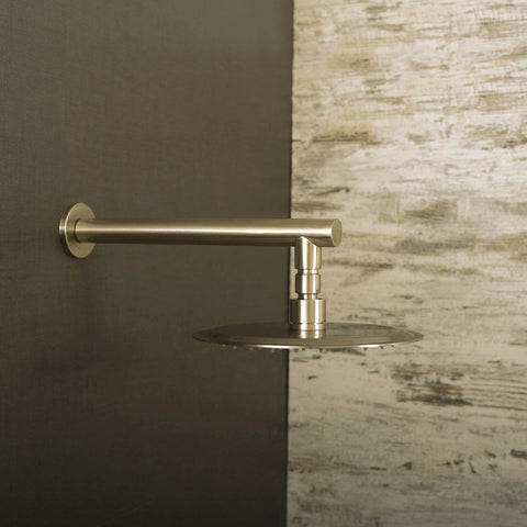 DAX Round Shower Arm, Spout, Brass Body, Wall Mount, Brushed Nickel Finish, 12 Inches (D-F04-12-BN)