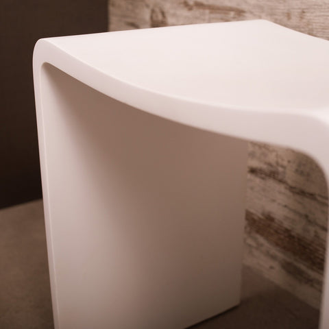 DAX Solid Surface Shower Stool, Standfree, Matte White Finish, 15-3/4 x 17-1/8 x 11-4/5 Inches (DAX-ST-02)