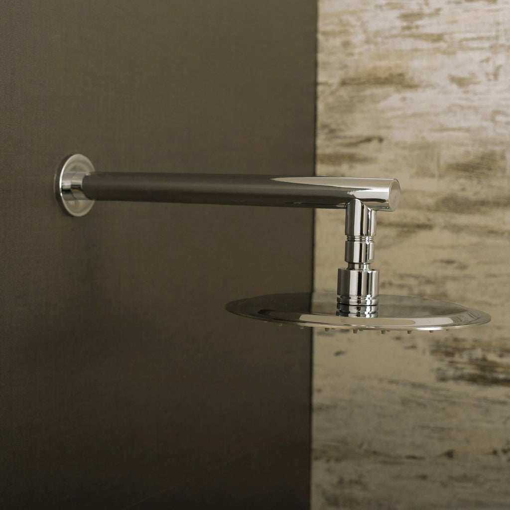 DAX Round Shower Arm, Spout, Brass Body, Wall Mount, Chrome Finish, 12 Inches (D-F04-12-CR)