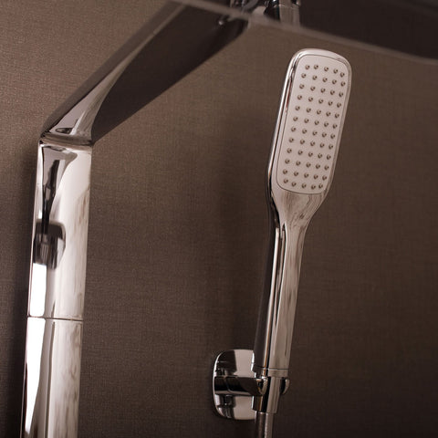 DAX Shower System, Faucet Set, with Square Rain Shower Head and Hand Shower, Wall Mount, Brass Body, Chrome Finish (DAX-8459)