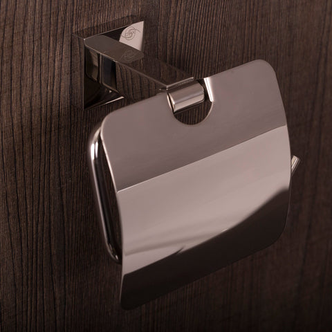 DAX Toilet Paper Holder with Cover, Right Opening, Wall Mount, Stainless Steel Body, Satin Finish, 4-15/16 x 5-15/16 x 3-1/8 Inches (DAX-G0107-S)