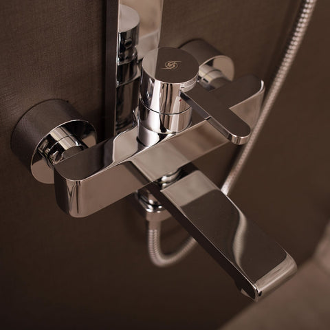DAX Shower System, Faucet Set, with Shower Tub Trim and Hand Shower, Wall Mount, Brass Body, Chrome Finish (DAX-8166C-CR)
