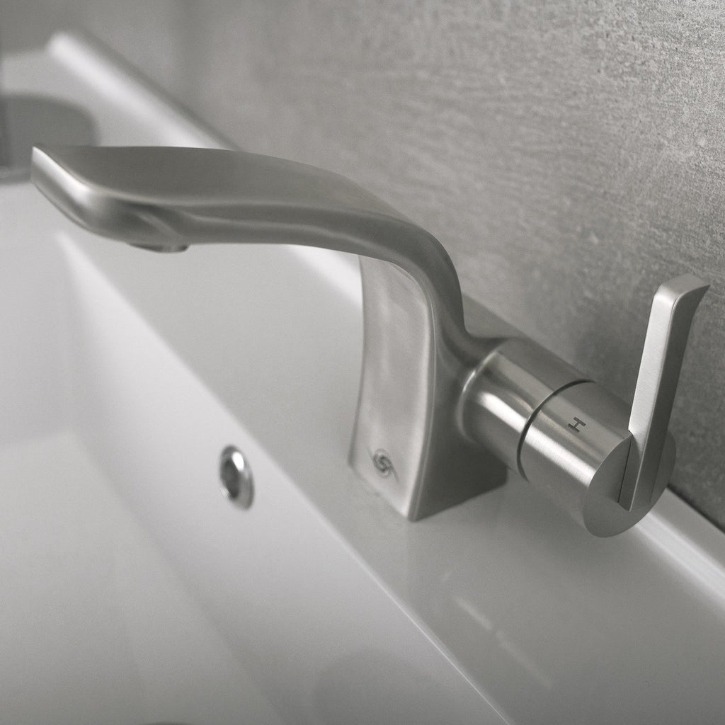 DAX Single Handle Bathroom Faucet, Stainless Steel Body, Brushed Finish, 4-13/16 x 6-1/16 Inches (DAX-010-05)