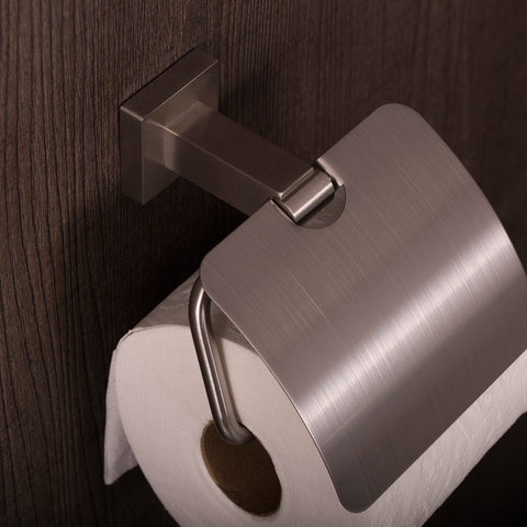 DAX Toilet Paper Holder with Cover, Right Opening, Wall Mount, Stainless Steel Body, Polish Finish, 4-15/16 x 5-15/16 x 3-1/8 Inches (DAX-G0107-P)