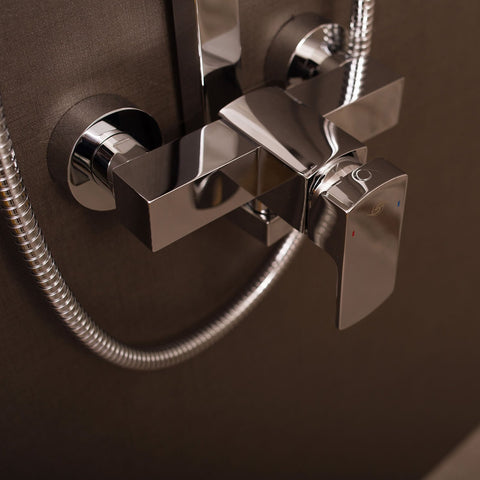 DAX Shower System, Faucet Set, with Square Rain Shower Head and Glide Rail Hand Shower, Wall Mount, Brass Body, Chrome Finish (DAX-8409)