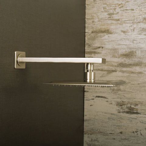 DAX Square Shower Arm, Spout, Brass Body, Wall Mount, Brushed Nickel Finish, 12 Inches (D-F20-12-BN)